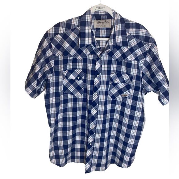 Wrangler Retro Short Sleeve Pearl Snap Plaid Casual Western Shirt Men’s Sz 2XL - Picture 1 of 4